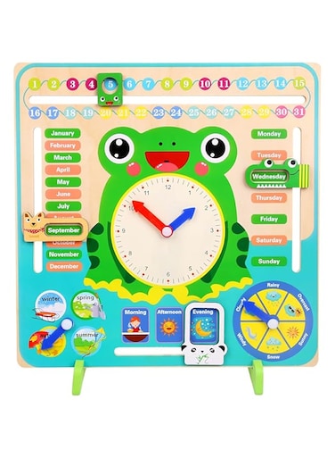 MAKINGTEC Wooden Calendar Clock, Kids All About Today Calendar Board My First Clock Cognitive Toy for Toddlers Boys and Girls
