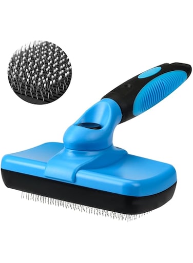 Slicker Brush for Dogs &amp; Cats, Self-Cleaning Retractable Perfect for Shedding &amp; Grooming - Large, Blue