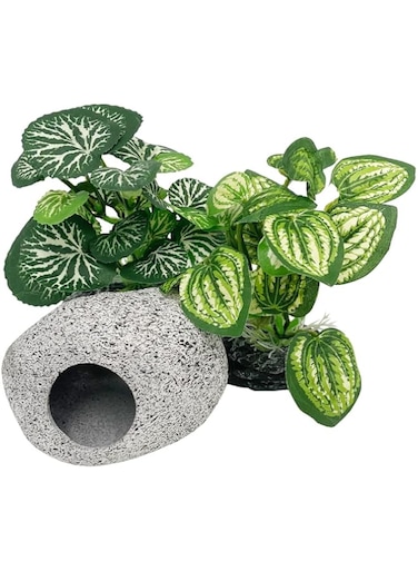 Smoothedo-Pets Aquarium Plants Betta Fish Tank Decorations 4inch/2pcs Soft Silk Artificial Plant Goldfish Waterscape Fish Hides Snake Tank/Reptiles Plants (B-3pcs Set)