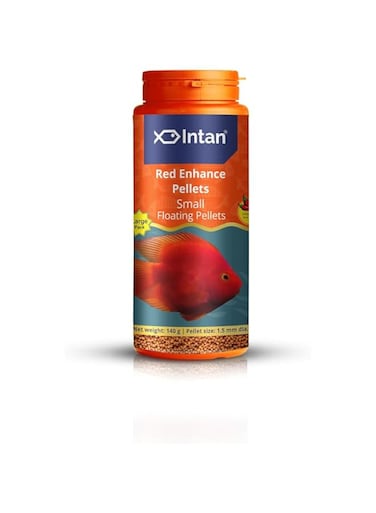 Intan Growel Red Enhance Pellets (Small 1.5Mm Floating)   140Gm - Highly Nutritious Ornamental Fish Food for Parrotfish &amp; Red Coloured Fish