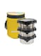 Borosil Sunshine Yellow Stainless Steel Lunch Box, Set Of 3 Containers With Lunch Bag, Leak-Proof Lunch Box With Grey Lid, Round Lunch Container For School &amp; Office, 400 Ml X 3