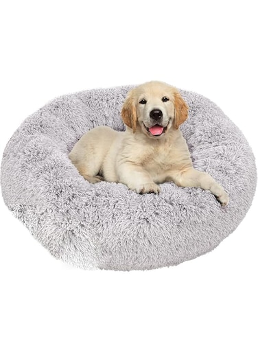 drea Pets Plush Calming Dog Bed, Washable Donut Dog Bed for Small Dogs, Medium &amp; Large, Anti Anxiety Dog Bed, Soft Fuzzy Calming Bed for Dogs &amp; Cats, Comfy Marshmallow Cuddler Nest Calming Pet Bed