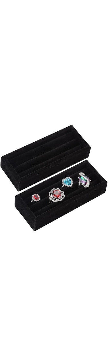 Valyria 2 Slots Velvet Small Ring Organizer Set of 2 Earrings Trays Showcase Display Storage Insert Holder for Jewelry Box, Drawer, Dresser