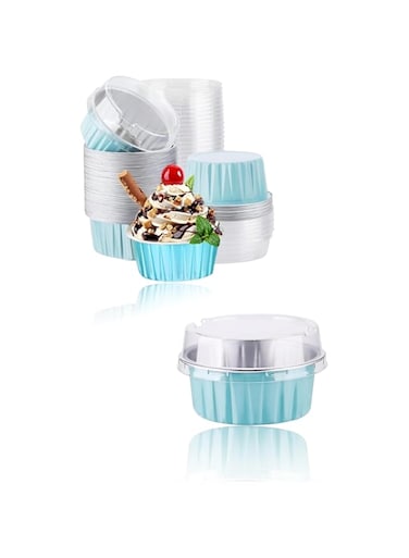 Sweet seven Convenient 30pcs Aluminum Pans with Lids - 5oz Disposable Foil Baking Cups for Muffins, Cupcakes, Pies, and More! Versatile Mini Ramekins for Delightful Treats.