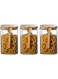 Glass Storage Jar with Bamboo Lids and bamboo Spoon,Set of 3 Airtight Food Jars Kitchen Food Storage Containers with Scoop For Serving Tea, Coffee, Flour, Sugar, Candy, Cookie, Spice (Medium:1000ml)