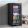 88L Glass Door Refrigerator for Countertop or Cabinets, Direct Cold with Frost, LED Light and Key Lock, (RB-88HC-JC) All Black Edition
