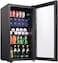 88L Glass Door Refrigerator for Countertop or Cabinets, Direct Cold with Frost, LED Light and Key Lock, (RB-88HC-JC) All Black Edition
