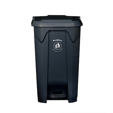 Polypropylene Plastic Dustbin with Plastic Pedal - 30 Liters, Black