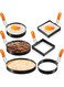Patelai 6 Pcs Egg Ring Pancake Ring Set Stainless Steel Fried Egg Molds Griddle Pancake Shapers with Silicone Handle for Breakfast Omelette Sandwich(Square, Round,4 Inch, 6 Inch, 8 Inch)