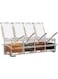 4 Pcs Clear Acrylic Seasoning Box Set with Covers and Spoons, Transparent Durable Food-Grade Spice Jars with Removable Tray, MultiPurpose Condiment Dispensers, Easy to Clean and Store, 25.5x10x7.5 cm