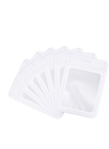 Bags, Resealable Food Storage with Clear Pouch with Window for Candy Snack Jewelry Lash Lip Gloss, Holographic Bag 100 Pcs