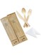 SNH Packing Disposable Bamboo Fork, Spoon and Knife with Napkin Cutlery Set 20-Pieces, Wooden