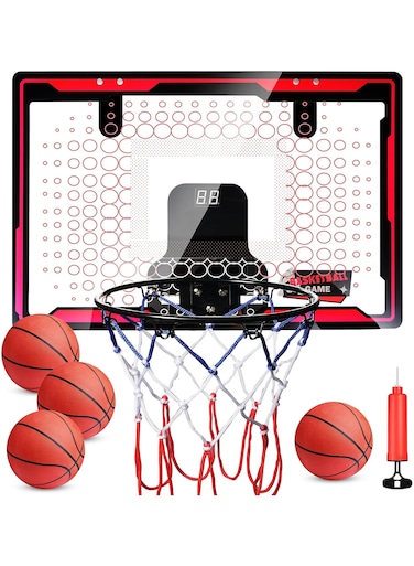 Indoor, Out Door Basketball Hoop, Mini Hoops, Mini Basketball Hoop with 4 Balls &amp;Electronic Scoreboard LED Light Mini Hoop with Electronic Scoreboard for Kids