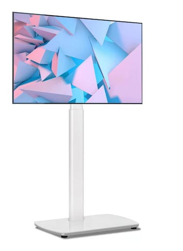 VESA 400x400 mm, White Floor TV Stand for TV Screen with Swivel and Height Adjustable, Metal Base Supports Up to 88 pounds