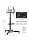 Radiotronics Rolling TV Stand with Wheels for 32-55 Inch LCD LED Plasma Flat Curved Screen, Height Adjustable, Tilt and Swivel Mount