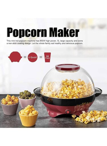 Mini Automatic Electric Hot Popcorn Machine Electric Popcorn Maker 5L Large Capacity Portable Hot Air Popcorn Popcorn For Kitchen Camping Home Party