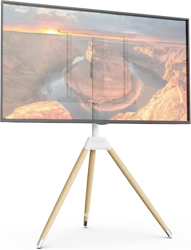 Tripod TV Floor Stand for Universal 32-60 Inch TVs,Height Adjustable Easel TV Stand Mount Height Adjustable with Swivel and Tilt,Max Load 35KG,White.