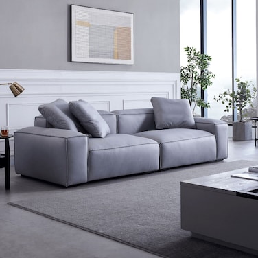 Karnak Baldwin 2 Seater Leather Sofa - Light Grey