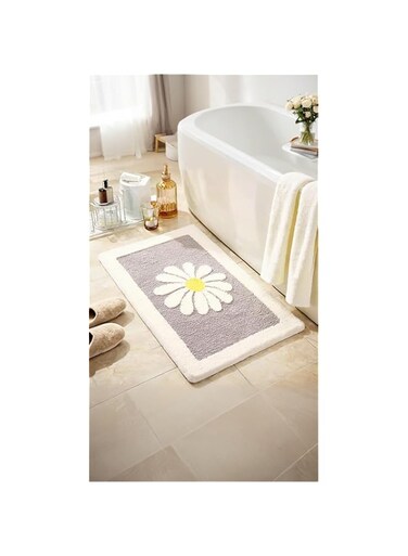 Sweet seven Gray Superfine Fiber Bathroom Mat - Fluffy, Non-Slip, Machine Washable - 20x32 Inches