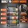 4 Tier Wire Basket Retail Display Rack with Pegboard, Black