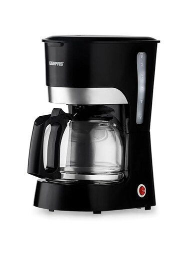 Geepas-Coffee Maker, 1.5L Filter Coffee Machine, GCM6103   High Temperature Glass Carafe   Keep Warm &amp; Anti-Drip Function   Reusable Filter   On/Off Switch with Indicator Light