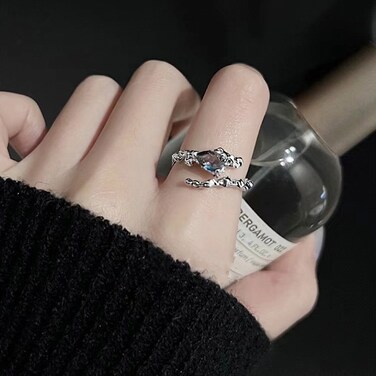 Ladies Light Luxury Snake Shaped Diamond Open Ring, Specification:J2634