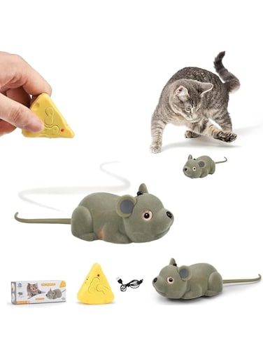 SYOSI Interactive Cat Toy Mouse, Remote Control Infrared Induction Simulation Mouse, USB Rechargeable, Wireless Electronic Mice Pet Toy for Kitten Indoor/Outdoor Exercise, and Chase and Exercise