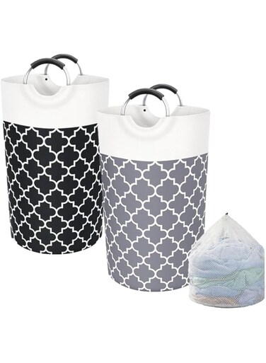 CLOUDFOUR Laundry Basket, 82L Large Laundry Bag &amp; Mesh Washbag, Foldable Hamper with Handles, Space Saving Waterproof Clothes Storage Bin, Collapsible Easy Storage Bag for Clothes &amp; Toys 2pcs