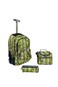 3-Piece Rolling School Set, 18-Inch Wheeled Backpack with Matching Lunch Bag and Pencil Case.(Green Plants Print)