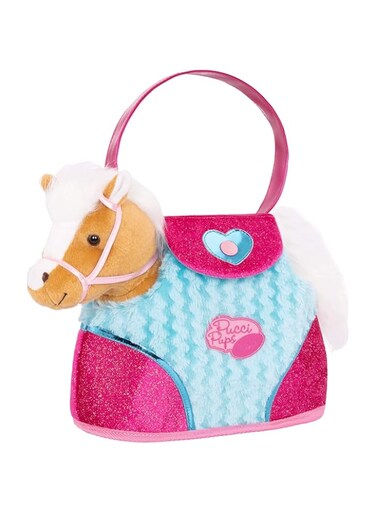 Pucci Pups &ndash; Plush Horse &ndash; Stuffed Animal &ndash; Horse Stuffed Toy &ndash; Comb &amp; Purse &ndash; 2 Years + &ndash; Heart &amp; Stripes Bag &amp; Pony