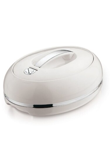 Omega Thermo Container 3000 ml   Insulated Stainless Steel Casserole 3L   Insulated Food Warmer   Perfect for your Dining Table - SILVER
