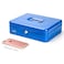Rubik X-Large Cash Box Steel Register with Tray and Lock Durable Portable Money Box Safe for Bills Jewelry Receipts Coins (30x24x9cm) Blue