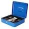 Rubik X-Large Cash Box Steel Register with Tray and Lock Durable Portable Money Box Safe for Bills Jewelry Receipts Coins (30x24x9cm) Blue