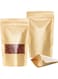 Khazna Food Pouches 50 pcs 18x26 cm Kraft Stand Up Food Bags, Zip Lock Reusable Packing Pouches with Transparent Window and Tear Notch Thicken Heat Sealable, or Storing, Cookie, Snack Tea and Drinking