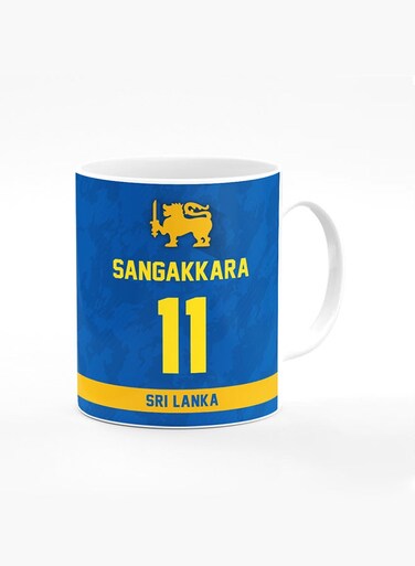 Designer Printed Coffee Mug with Heavy Duty Handle 11oz Ceramic Personalised Gift Mugs Cup - Cricket Player - Kumar Sangakkara, Jersey Number - 11 (With Logo)