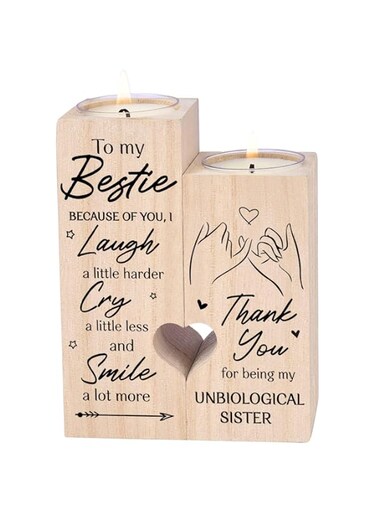 Tazweeq Double-Sided Printing, to My Bestie Because of You, Laugh a Little Harder Thank You, for Being My Unbiological Sisters, Personalized Friendship Birthday Gift Friend Candle Holder Sister