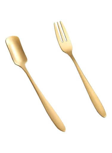 MBBITL Dessert Forks Spoon Set, Gold 20 Forks &amp; 20 Spoons for Tea Coffee, Salad Fruit Forks Seafood Forks Food Server Set