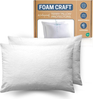 CRAFT Waterproof Terry Pillow Protectors - Pack of 6 (50 x 70 cm)