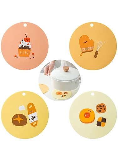 NALACAL Cute Silicone Trivets Mats for Hot Dishes - 4 Pack 6 inch Silicone Pot Holders Hot Pads for Kitchen Heat Resistant, Pioneer Woman Kitchen Decor and Accessories