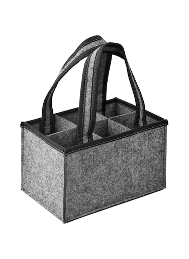 TERRIFI Felt Wine Tote Bag for 6 Bottles - Portable Bottle Wine Carrier with Divider - Reusable Wine Storage Bag Felt Bags - Wine Bottle Holder Bag for Picnic Camping Travel Party (24x15x15cm)