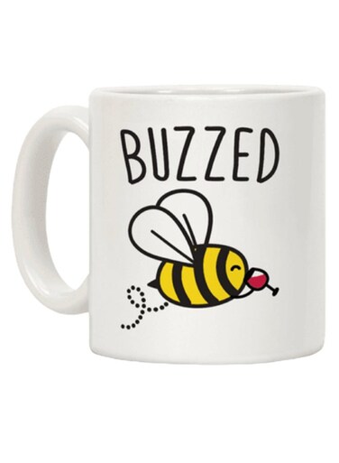 Wine Bee Coffee Mug White/Black/Yellow