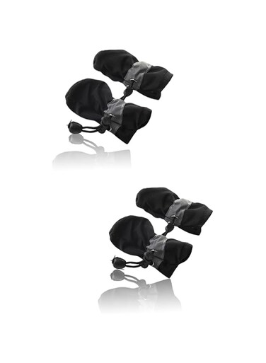 Sweet seven Dog Boots - Winter Shoes with Reflective Straps, Anti-Slip Sole, and Outdoor Paw Protection for Small, Medium, and Large Dogs (4 Pcs - Black) Size 7（2.17"W)