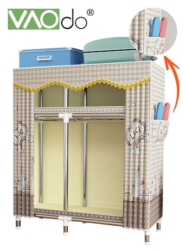 Portable Closet Wardrobe Closet for Hanging Clothes with 2 Hanging Rods Clothes Storage Organizer for Extra Sturdy Quick and Easy to Assembly Dust-proof Simple Wardrobe Width 123CM