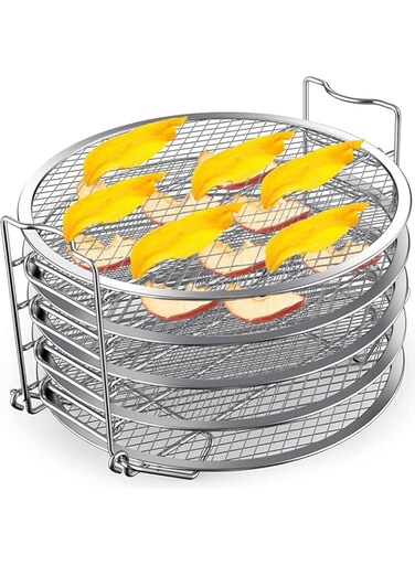 Air Fryer Rack Compatible with Ninja Foodi 8Qt Stainless Steel 8.5inch Dehydrator Stand 5 Layers Stackable Dehydrating Rack Grill for Air Fryer Oven