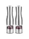 Goldedge Multifunctional Home Kitchen Tool Stainless Steel with small Glass Window Electric Grinder Salt and Pepper Mill, Battery Required (Pack of 2)