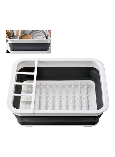 Dish Drainer Collapsible Rack White/Black 320 x 360mm