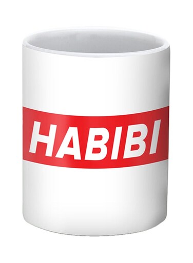 Habibi Printed Ceramic Mug White/Red