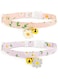 Doogle 2 Pack Cotton Breakaway Cat Collars with Bell, Pink Daisy Flower Pattern, Adjustable for Small and Medium Cats (S)