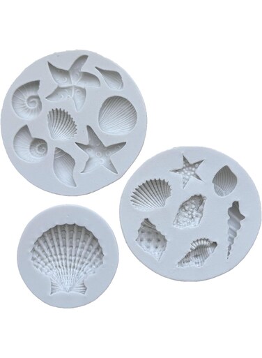 PCS Marine Theme Cake Fondant Silicone Mold Seashell Conch Starfish Coral Baking Molds for DIY Cake Decoration Chocolate Candy Polymer Clay Crafting Projects