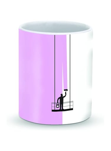 Stylizedd Designer Printed Coffee Mug with Heavy Duty Handle 11oz Ceramic Personalised Gift Mugs Cup [Microwave Safe &amp; Dishwasher Proof ] - Paint Hanger (Pink)
